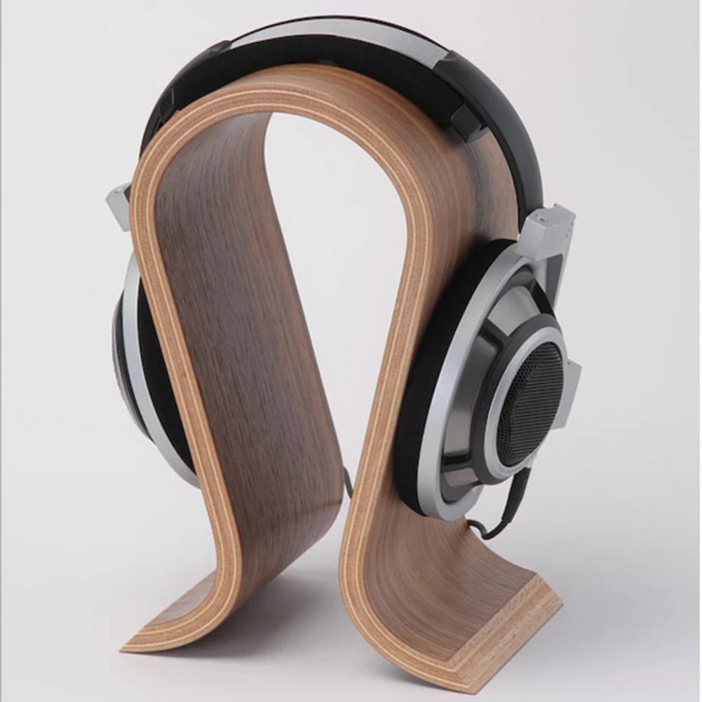Desk Setup Shelves - Wooden Headphones Headset Holder Hanger Desk