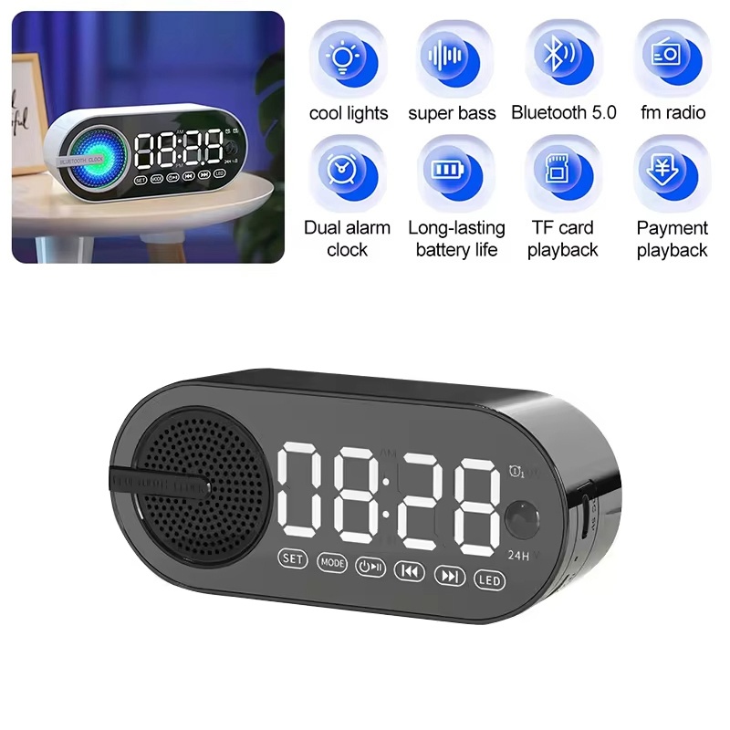 Desk Setup Speakers - USB Charging FM Radio Alarm Clock