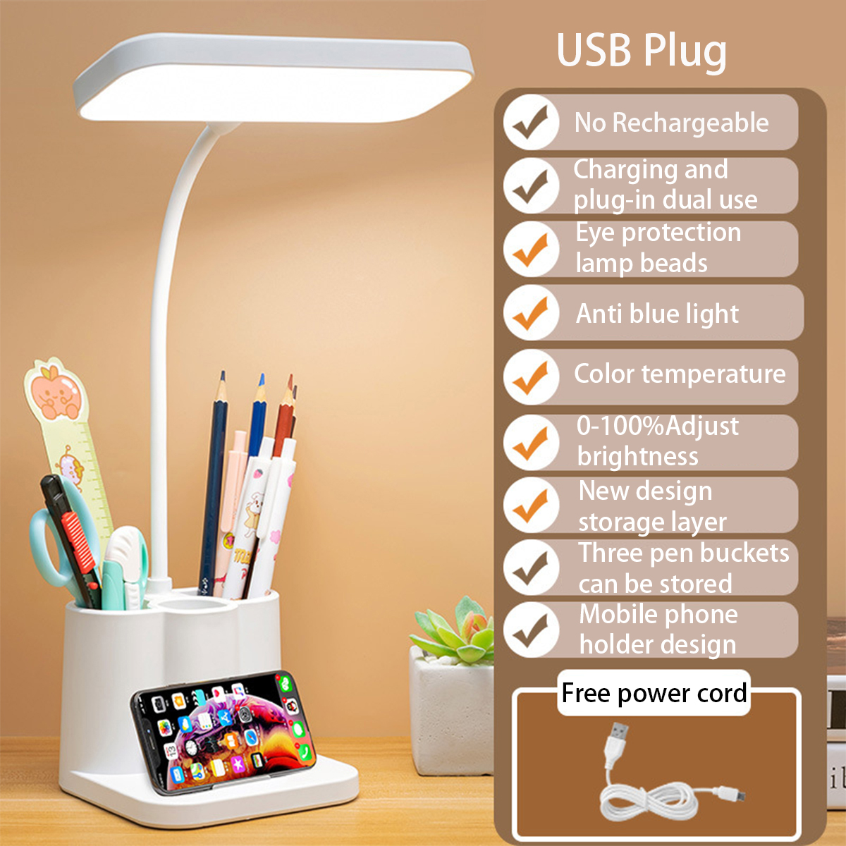 Desk Setup Tech - USB LED Table Lamp 3 Colors