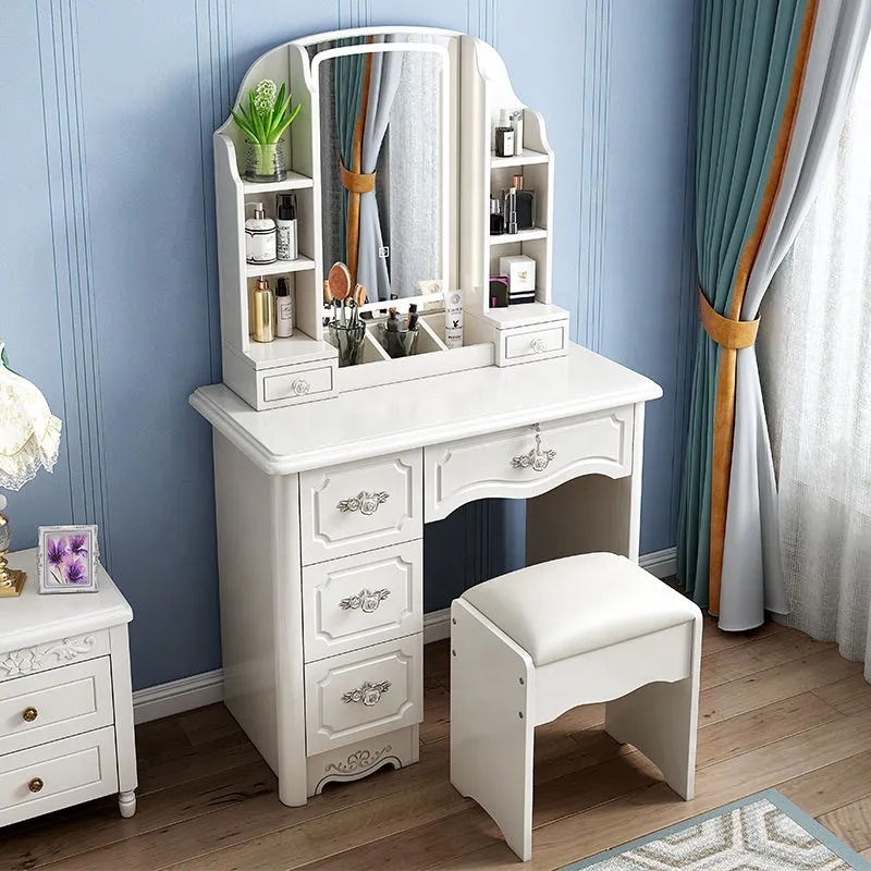 Girls White and pink Modern Wo - Desk Vanity Setup avaliação e preço