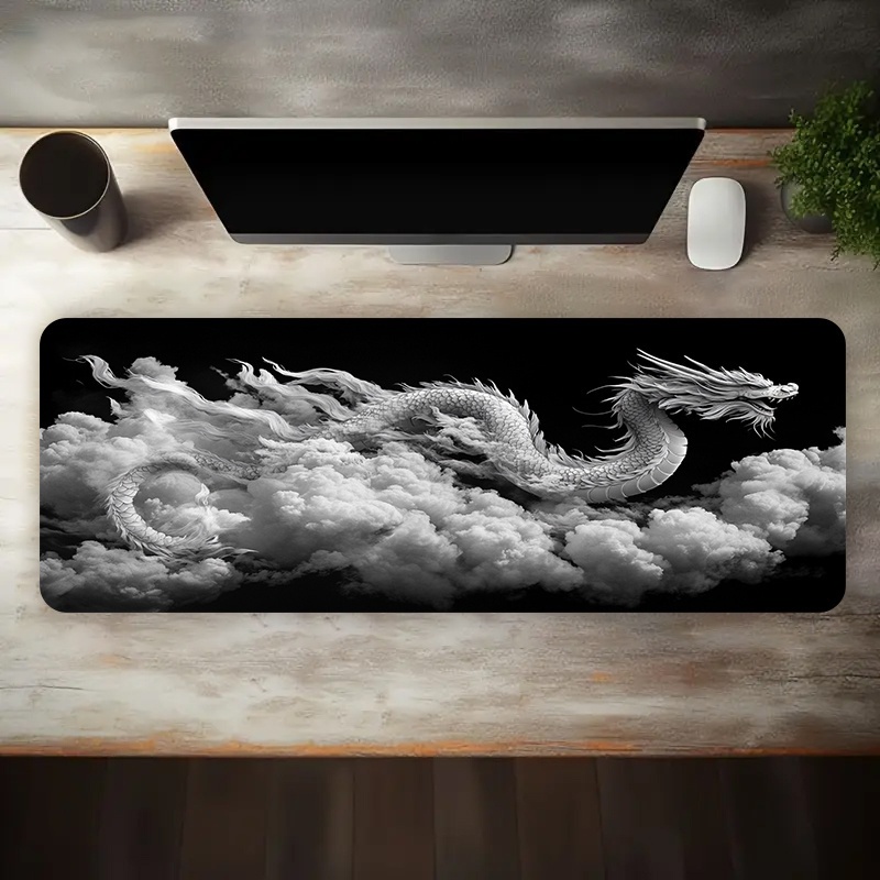 Black and White Dragon Gaming  - Desk Setup With Laptop avaliação e preço