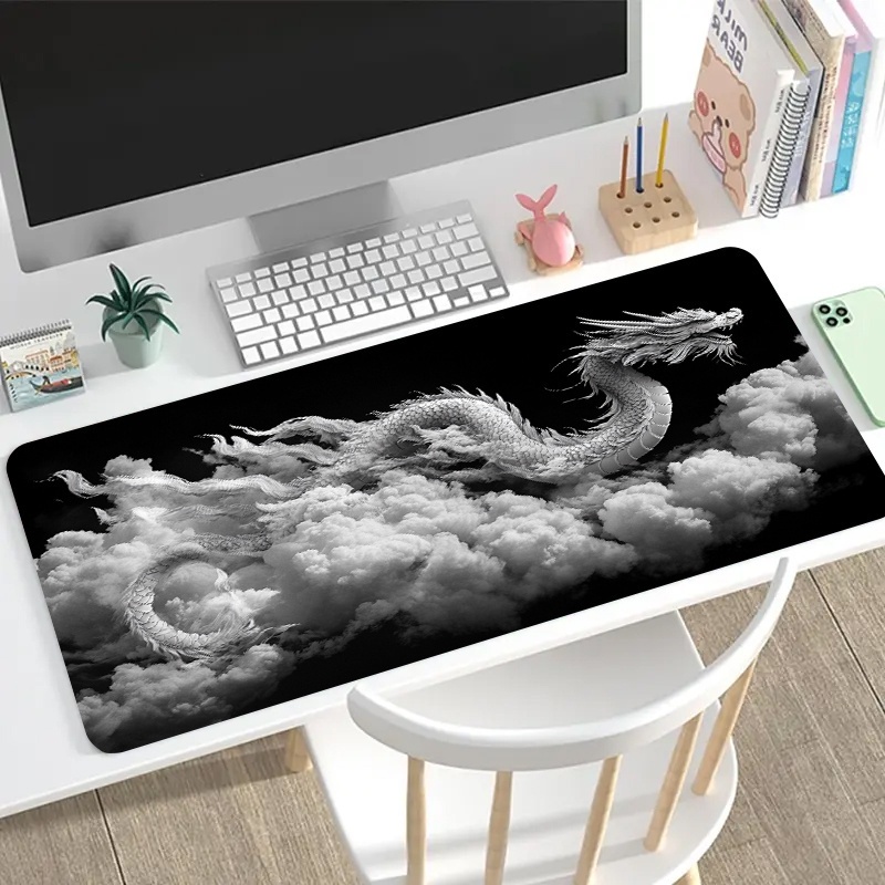 Black and White Dragon Gaming  - Desk Setup With Laptop avaliação e preço