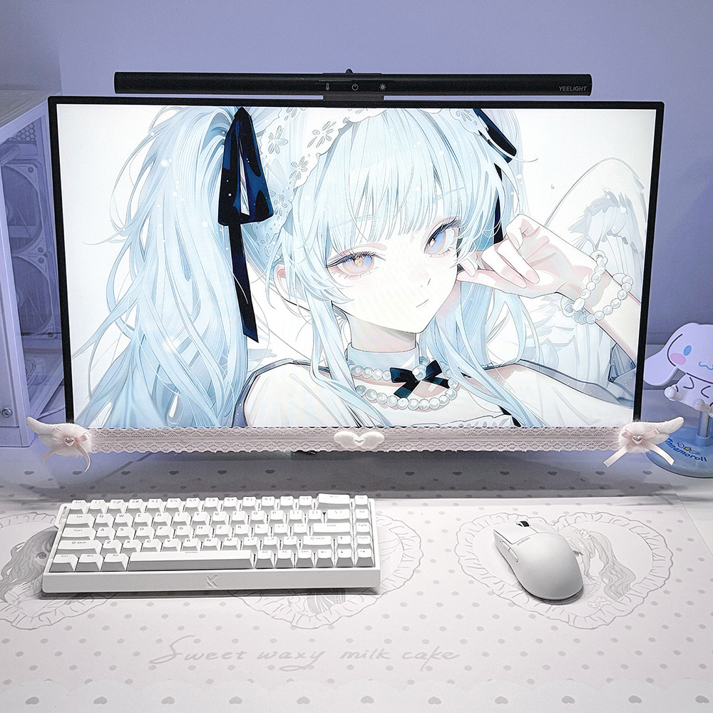 New Screen Decor White Lace Mo - Desk Setup Tech avaliação e preço