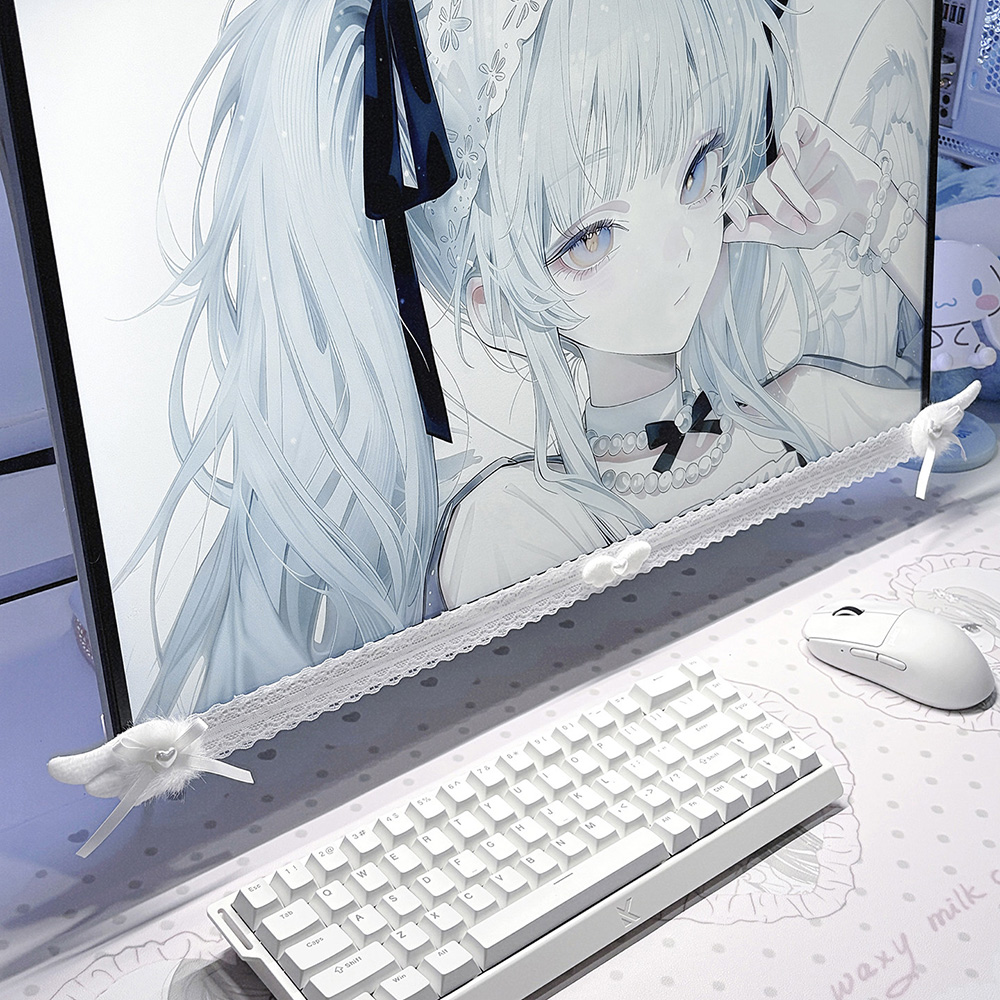 New Screen Decor White Lace Mo - Desk Setup Tech avaliação e preço