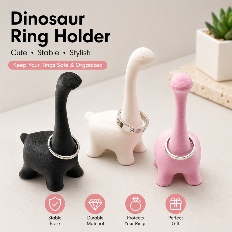 Cute Dinosaur Ring Holder 3D P - Desk Setup Cute avaliação e preço