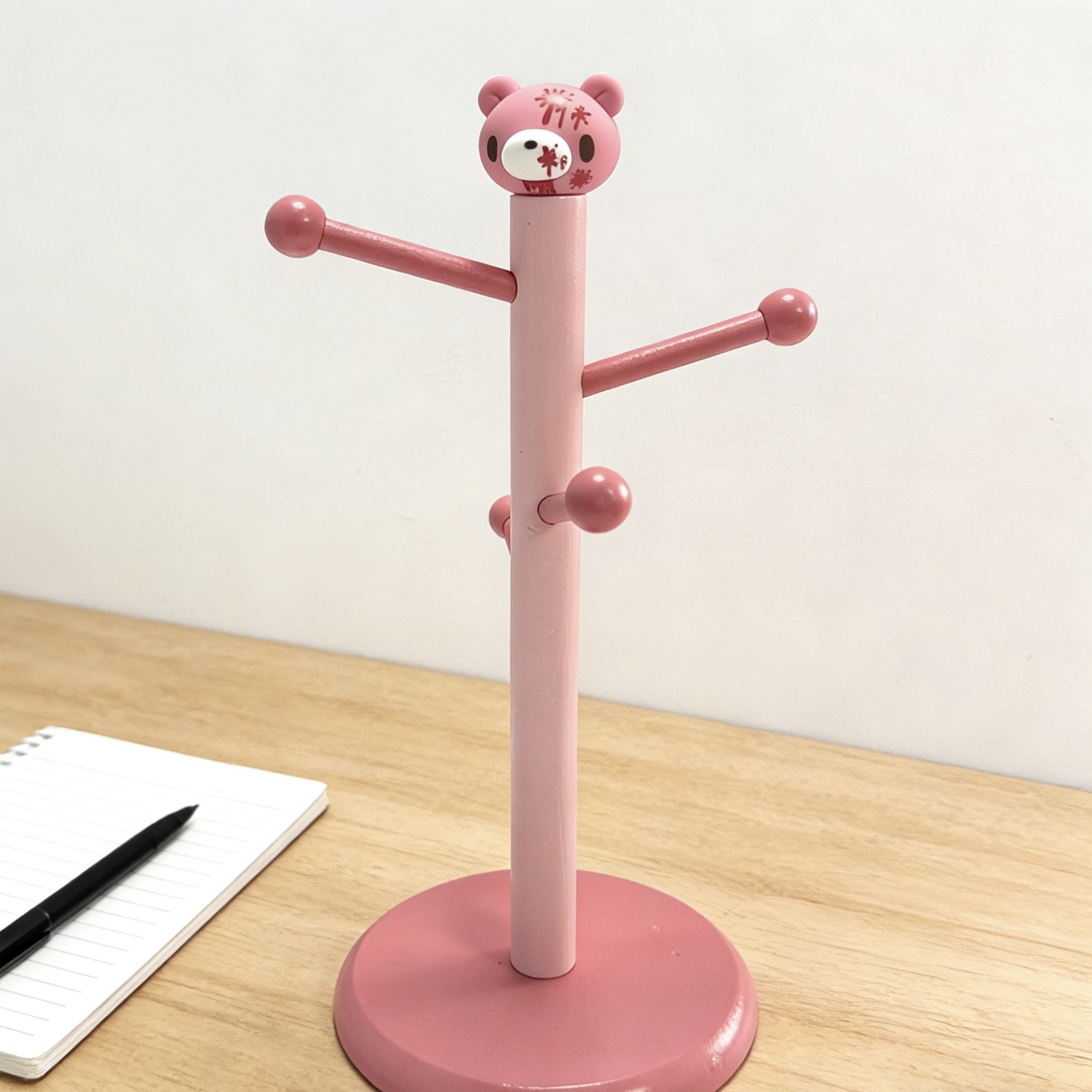 Cute Pink  Bear Wooden Jewelry - Desk Setup Cute avaliação e preço