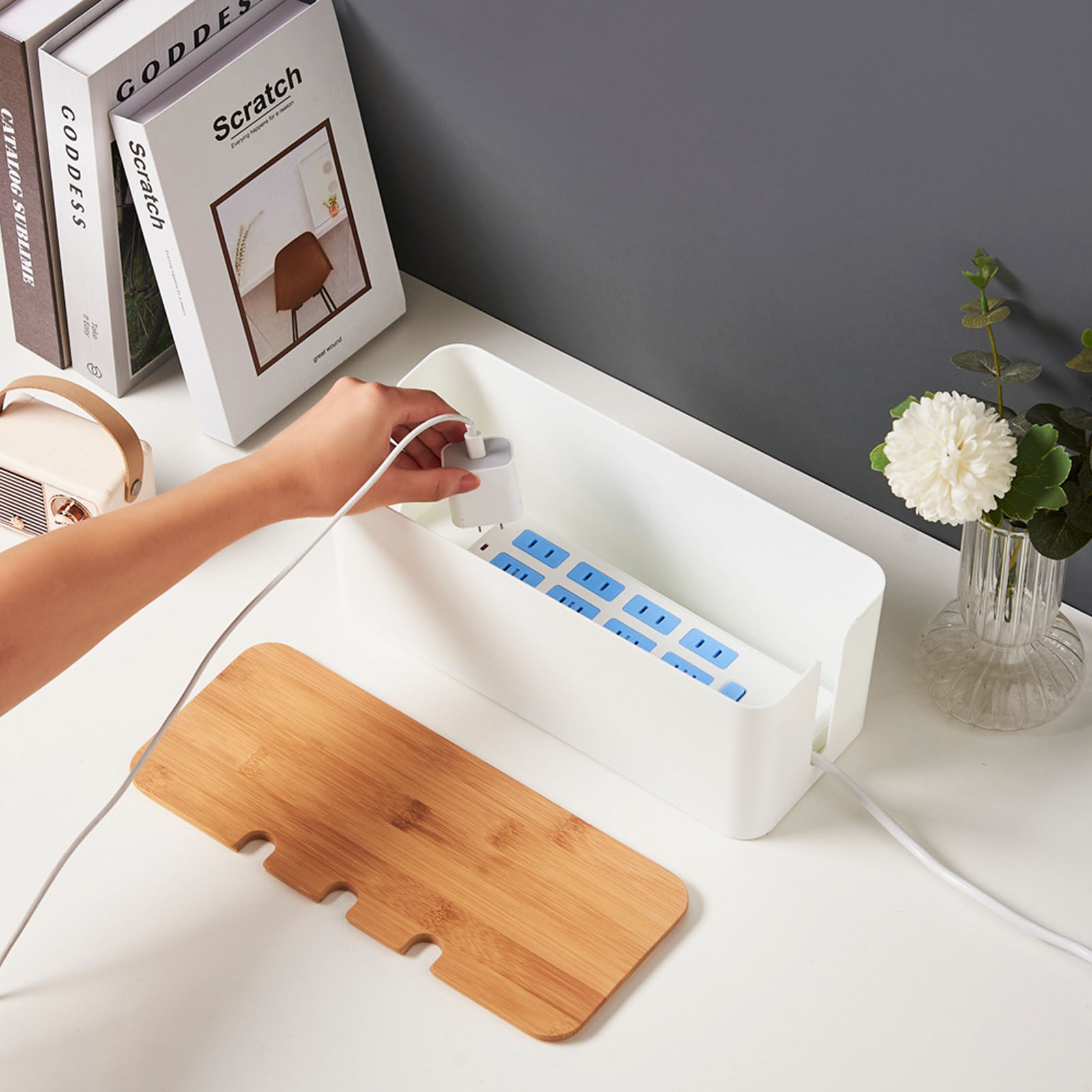 Large Cable Management Box – W - Desk Setup Hub avaliação e preço