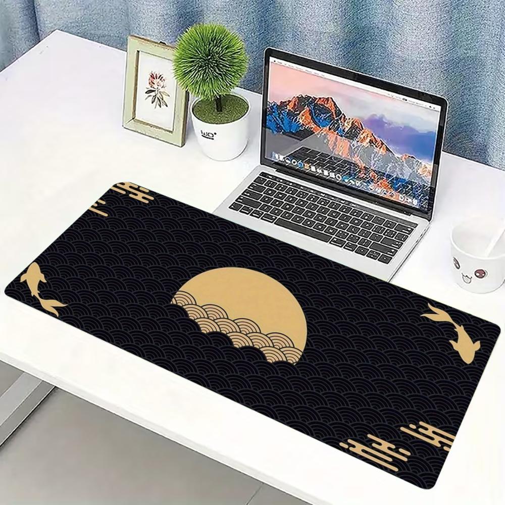Japanese Golden Wave Moon Koi  - Desk Setup With Laptop avaliação e preço