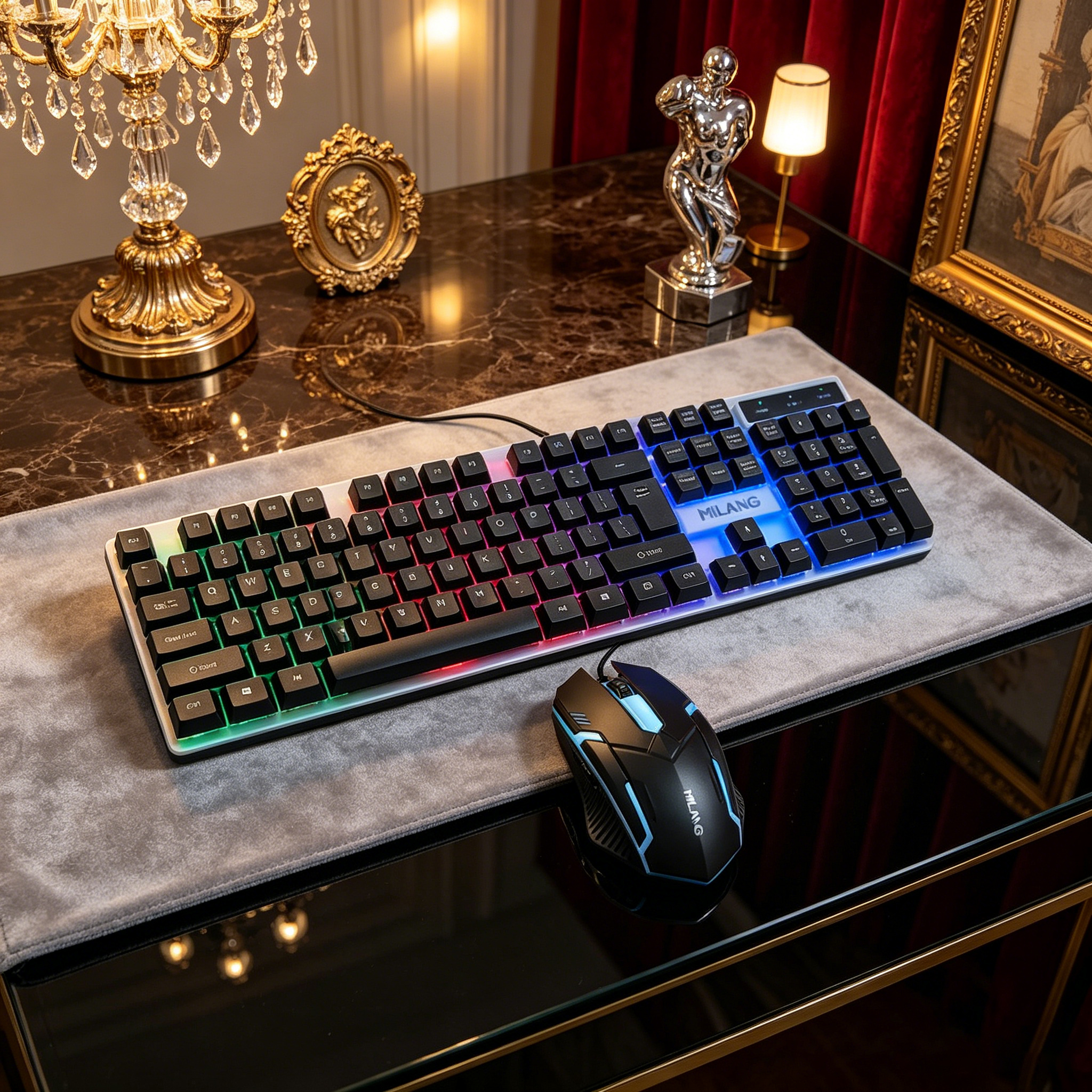 Wired RGB Backlit Keyboard Mou - Desk Setup Tech avaliação e preço