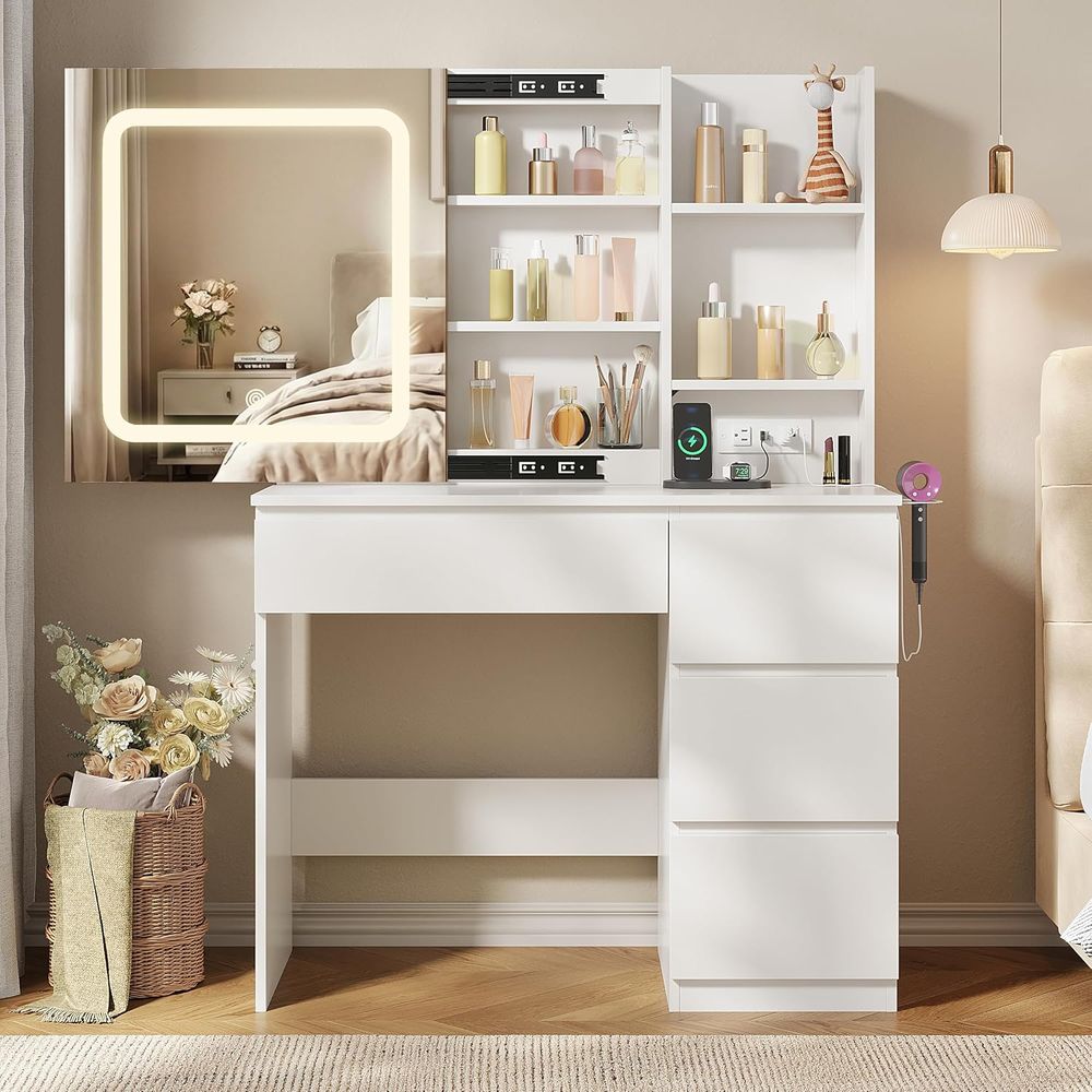 Vabches Make Up Vanity Desk wi - Desk Vanity Setup avaliação e preço