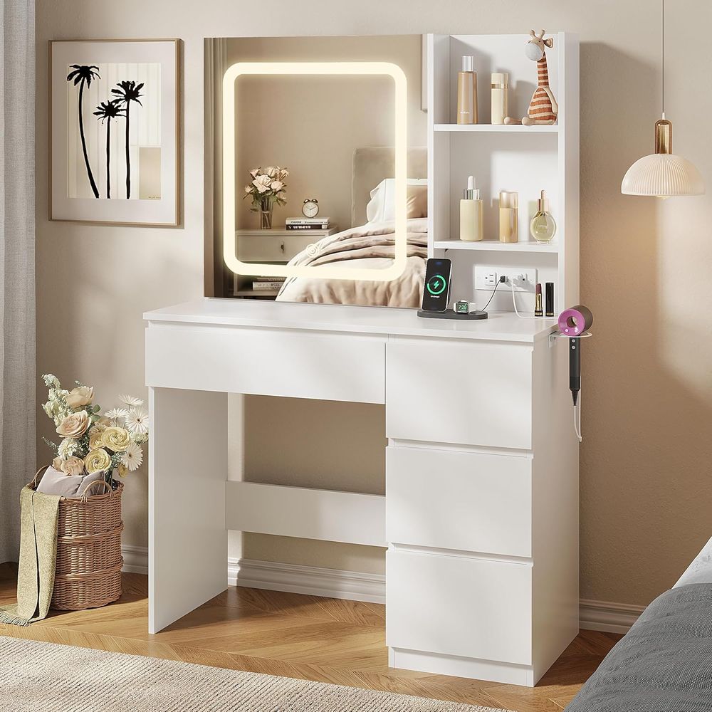 Vabches Make Up Vanity Desk wi - Desk Vanity Setup avaliação e preço