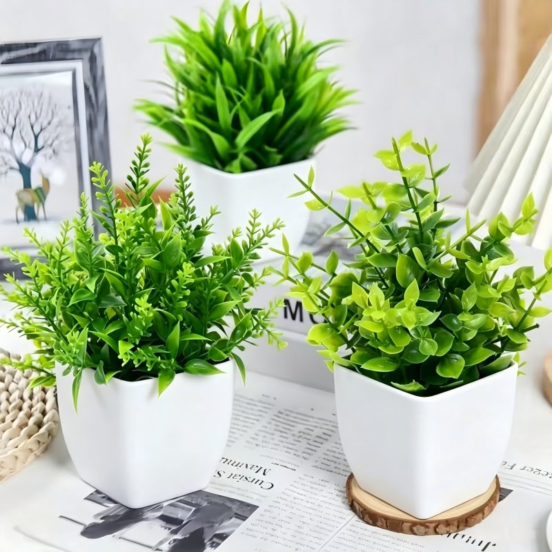 Mini Artificial Potted Plants  - Desk Setup Shelves avaliação e preço