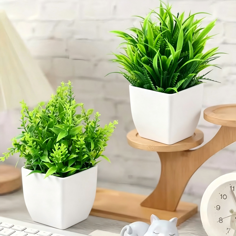 Mini Artificial Potted Plants  - Desk Setup Shelves avaliação e preço