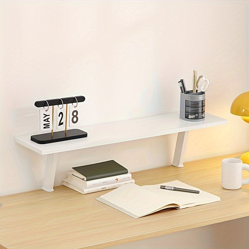 1 White Wooden Floating Deskto - Desk Setup Shelves avaliação e preço