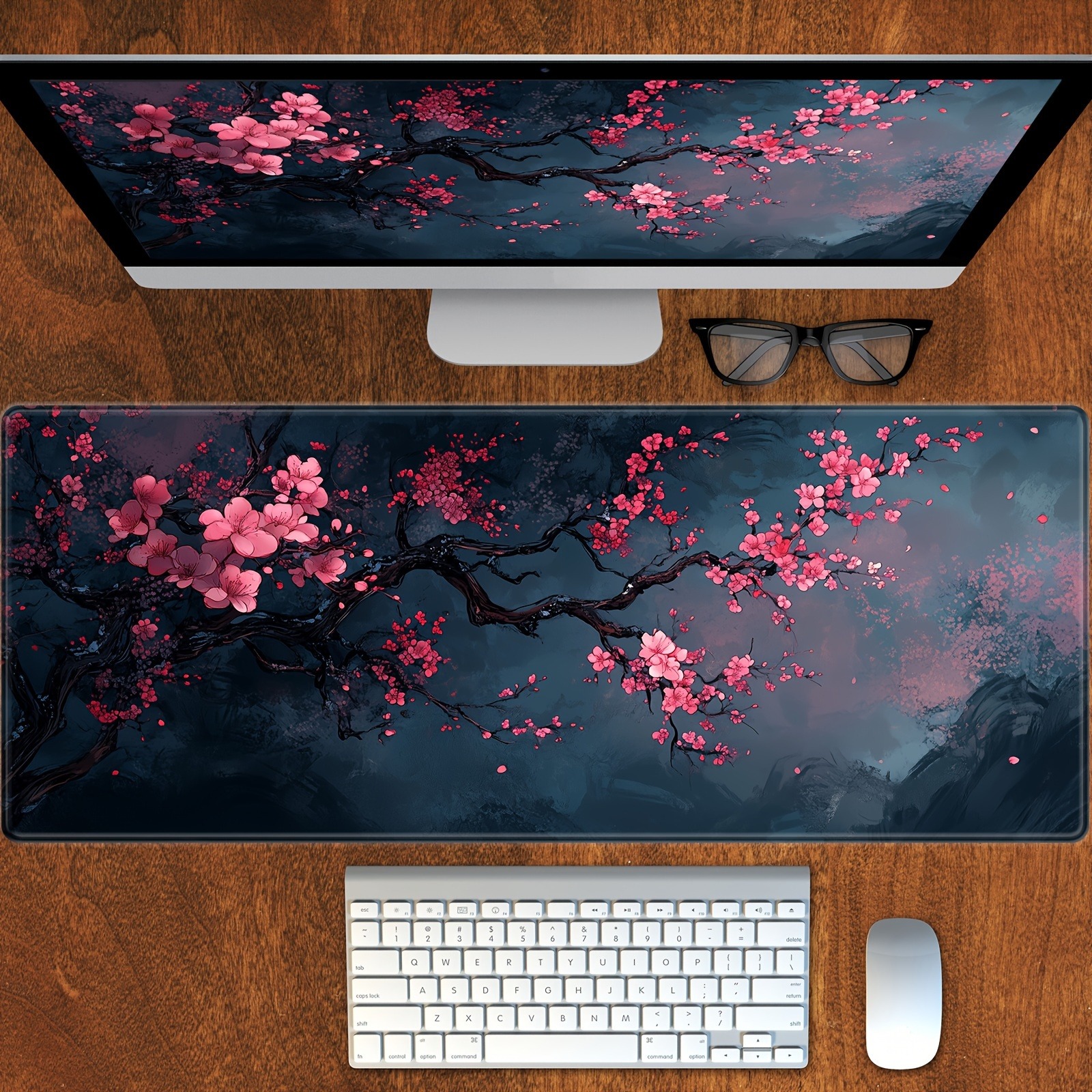 Night Cherry Blossom gaming mo - Rubber Mat Desk avaliação e preço