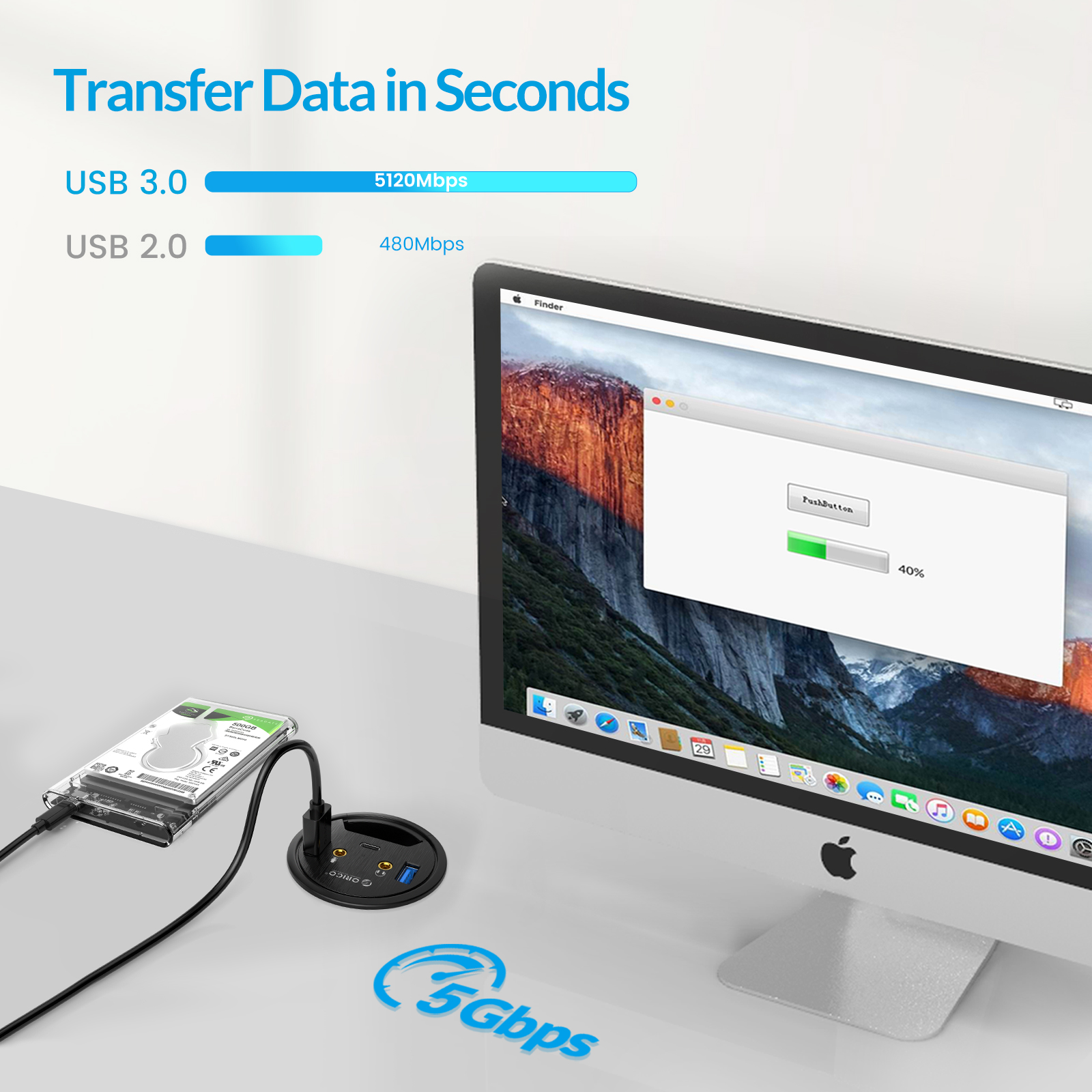 ORICO Desktop Grommet USB 3.0  - Desk Setup Hub avaliação e preço