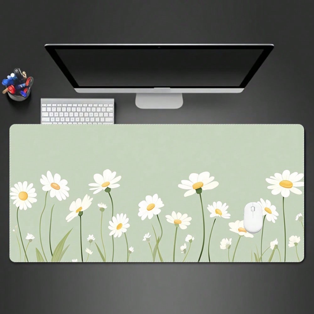 Large Daisy Design Gaming Mous - Desk Setup With Laptop avaliação e preço