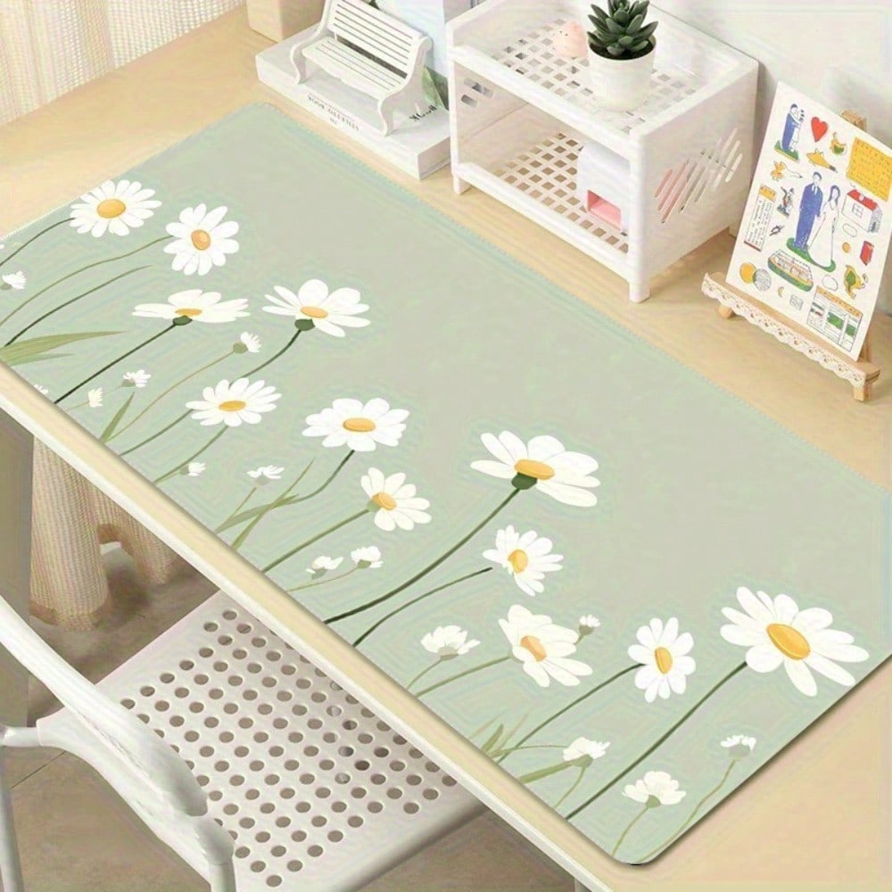 Large Daisy Design Gaming Mous - Desk Setup With Laptop avaliação e preço