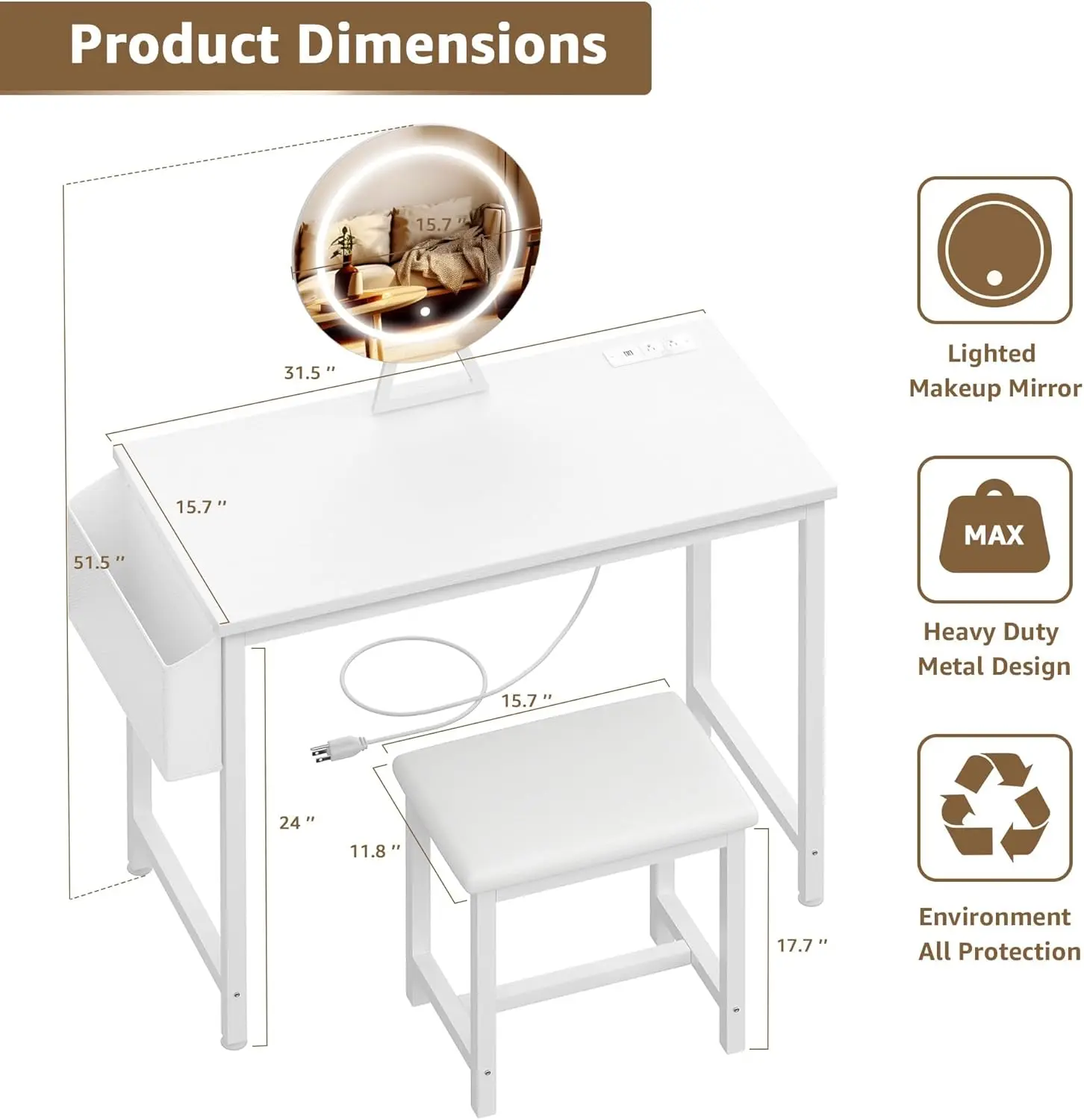 Makeup Vanity Desk with Mirror - Desk Vanity Setup avaliação e preço