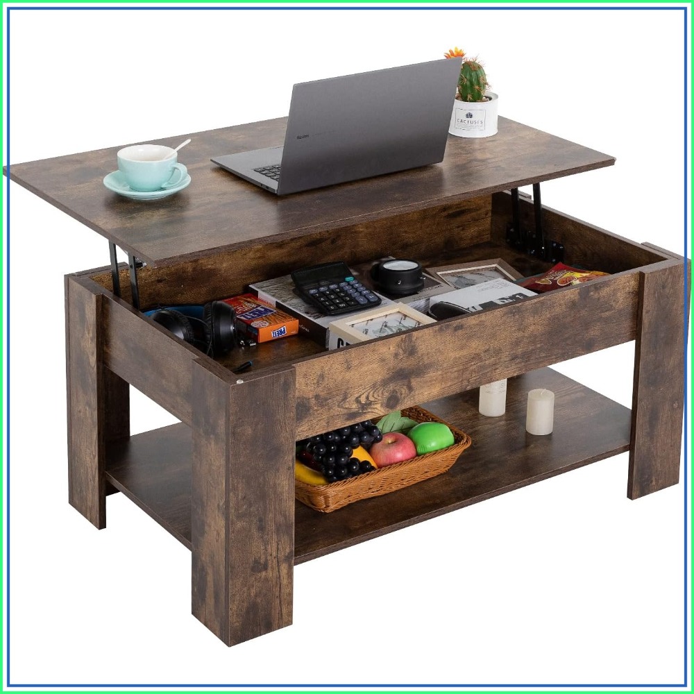 Lift Top Coffee Table with Hid - Desk Setup Shelves avaliação e preço