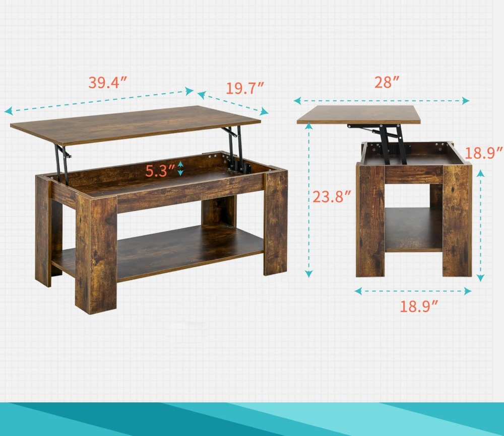 Lift Top Coffee Table with Hid - Desk Setup Shelves avaliação e preço