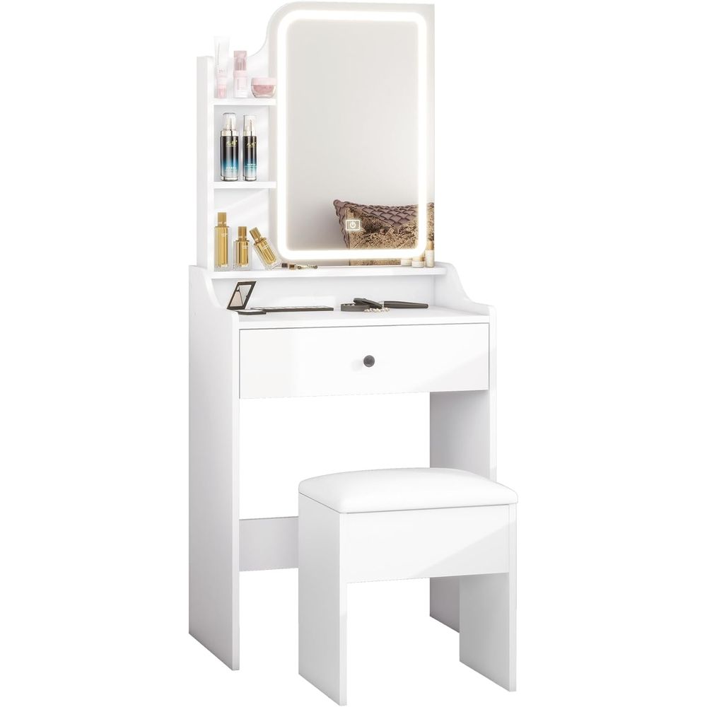 Small Makeup Vanity Desk with  - Desk Vanity Setup avaliação e preço