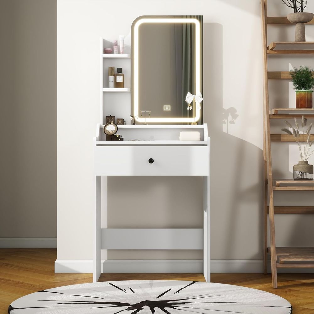 Small Makeup Vanity Desk with  - Desk Vanity Setup avaliação e preço