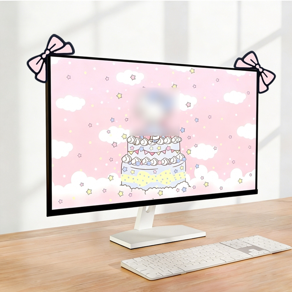 Cute Pink Bow Monitor Decor Ka - Desk Setup No Monitor avaliação e preço