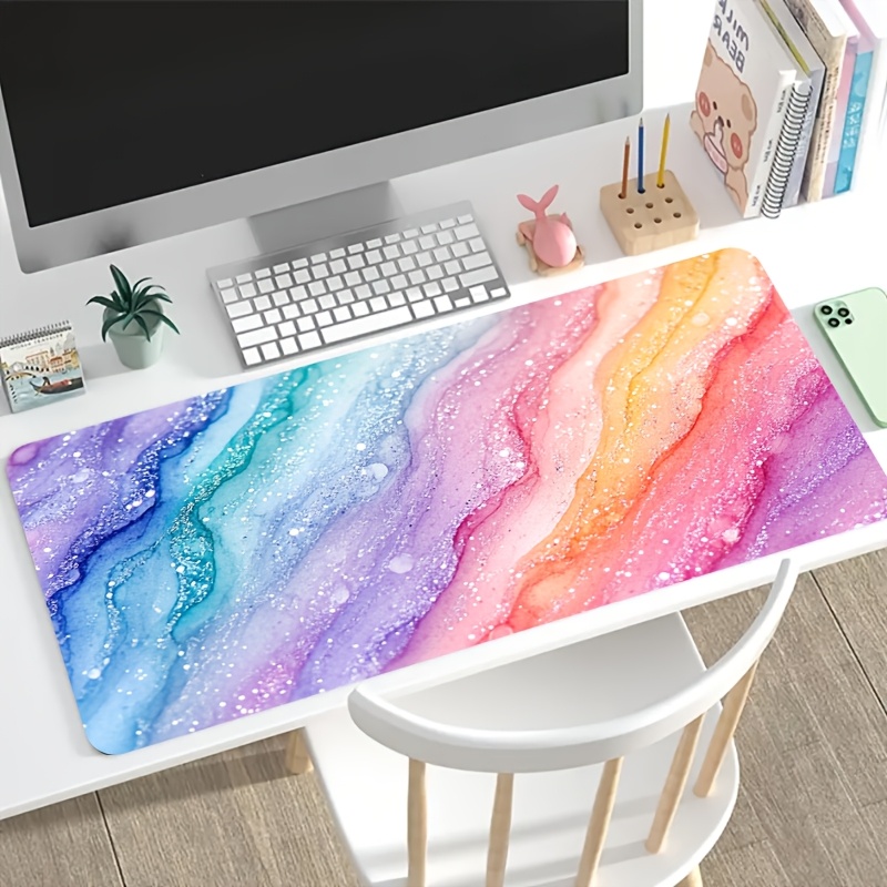 Vibrant Rainbow Glitter Marble - Desk Setup Tech avaliação e preço