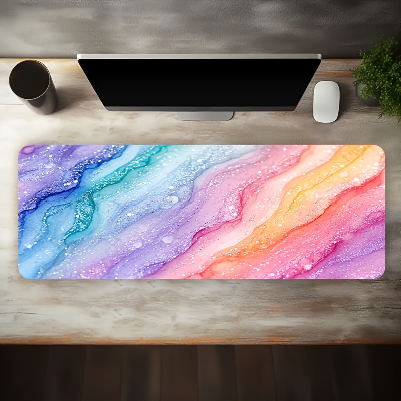 Vibrant Rainbow Glitter Marble - Desk Setup Tech avaliação e preço