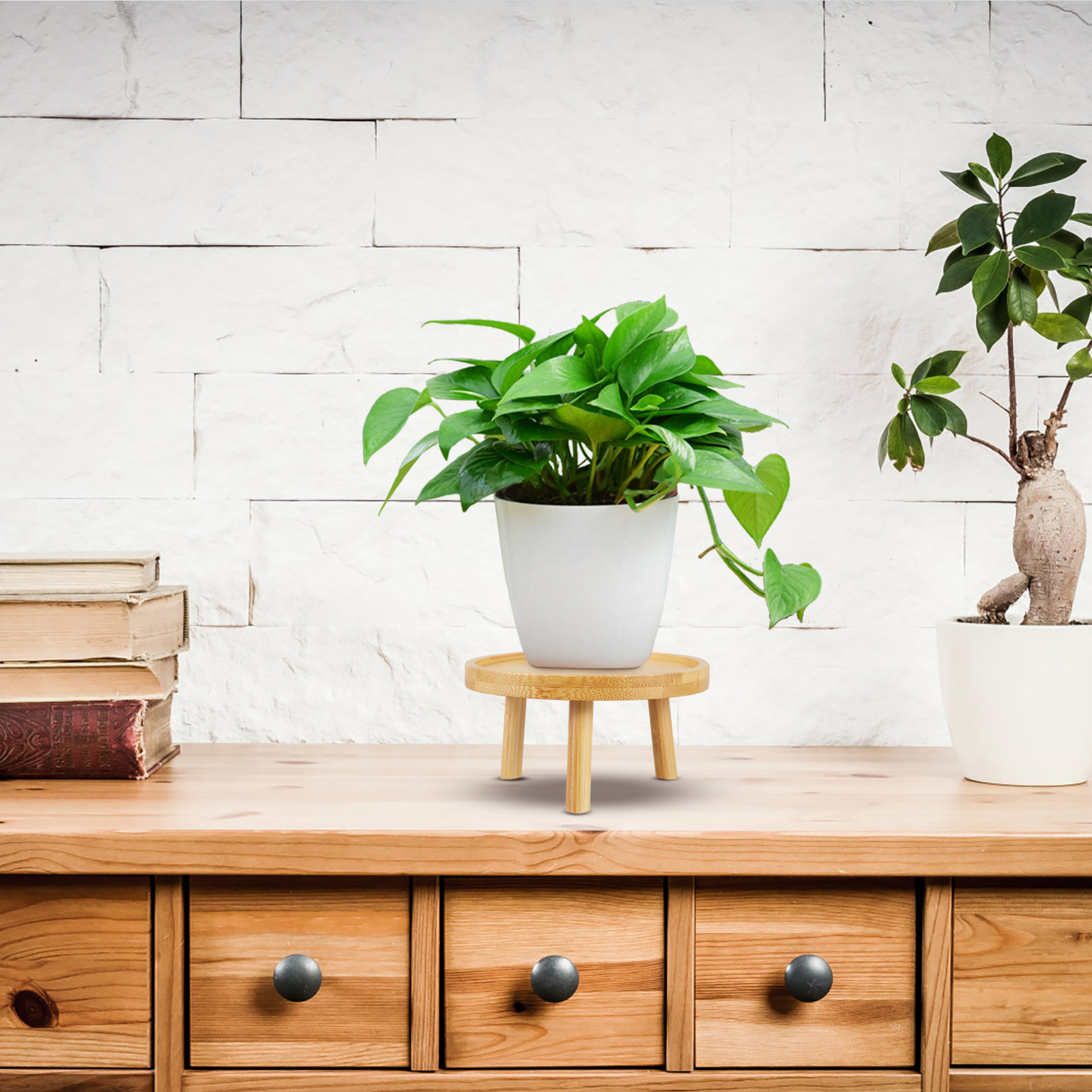 Holder Stand Pot Flower Wood W - Desk Setup Shelves avaliação e preço