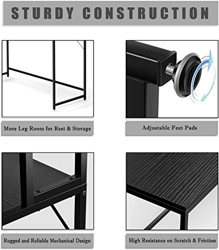 55 Inch Black L-Shape Corner W - Desk Setup No Monitor avaliação e preço