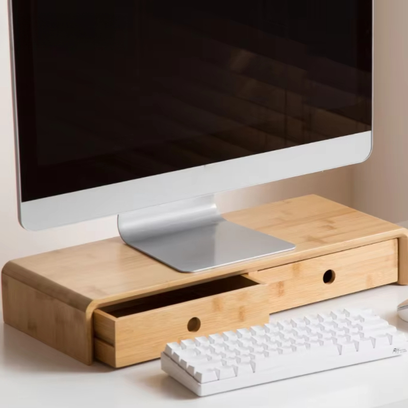 Bamboo Laptop Monitor Riser Ec - Desk Setup With Laptop avaliação e preço