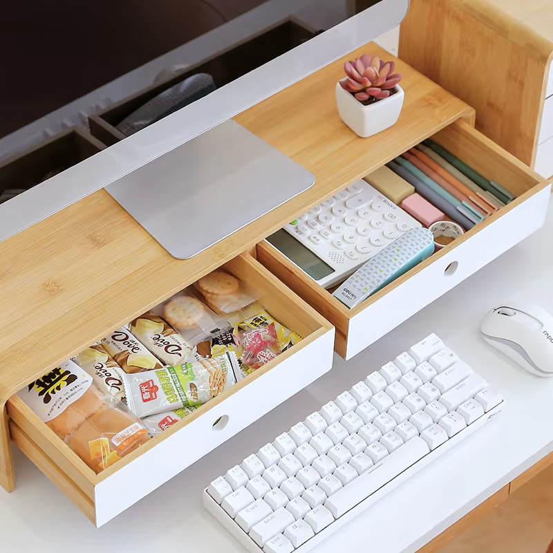 Bamboo Laptop Monitor Riser Ec - Desk Setup With Laptop avaliação e preço