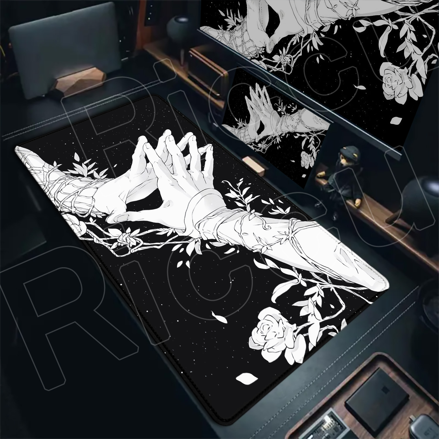 HD Large Black White XXL Gothi - Desk Setup Tech avaliação e preço