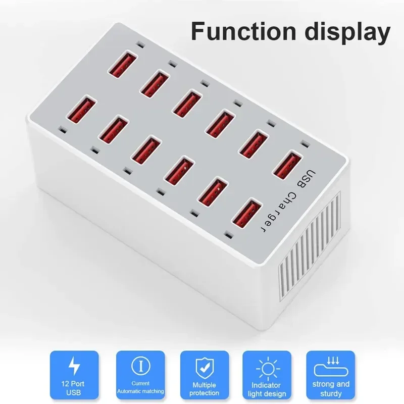 USB Charging Station 60W 12-Po - Desk Setup Hub avaliação e preço