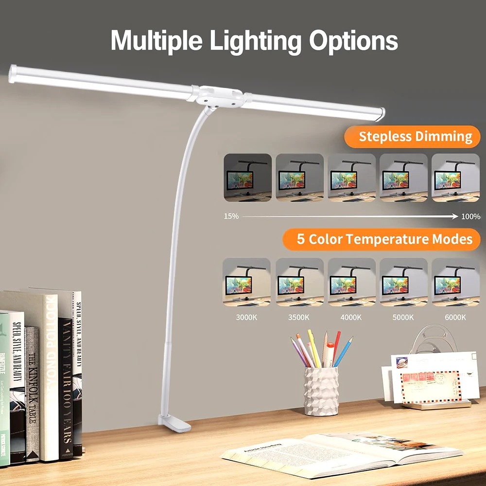 Double Head LED Desk Lamp Step - Desk Setup Computer avaliação e preço