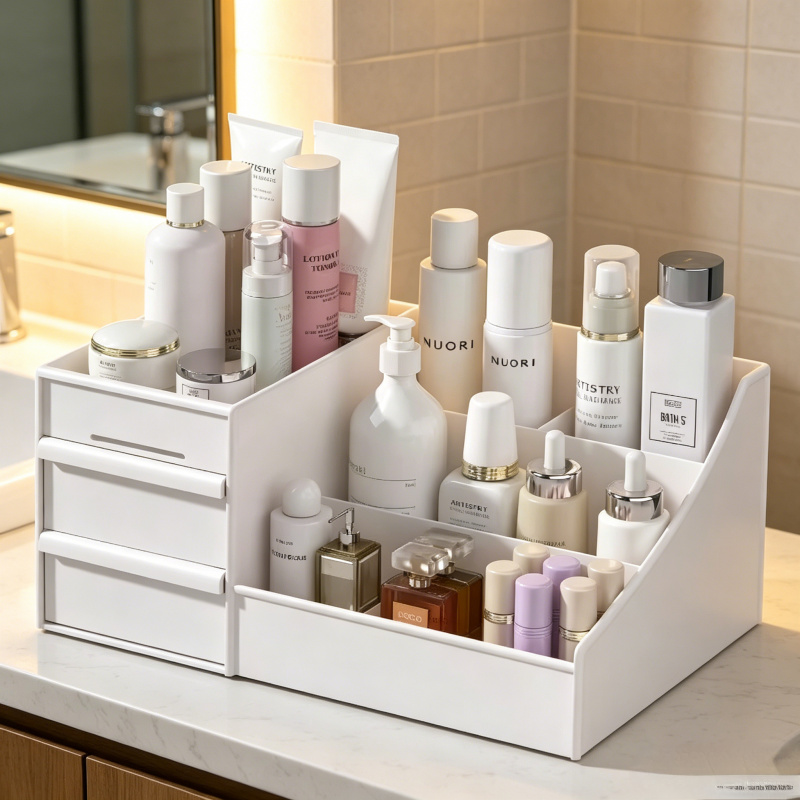 1pc White Drawer Makeup Storag - Desk Setup Shelves avaliação e preço