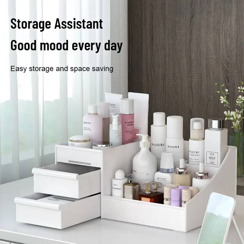 1pc White Drawer Makeup Storag - Desk Setup Shelves avaliação e preço