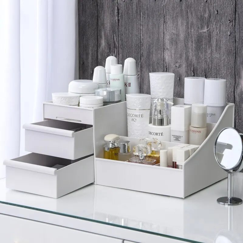 1pc White Drawer Makeup Storag - Desk Setup Shelves avaliação e preço