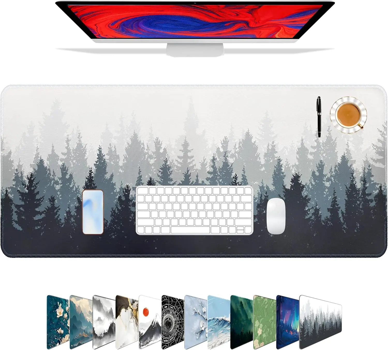 Forest Pattern Gaming Mouse Pa - Rubber Mat Desk avaliação e preço
