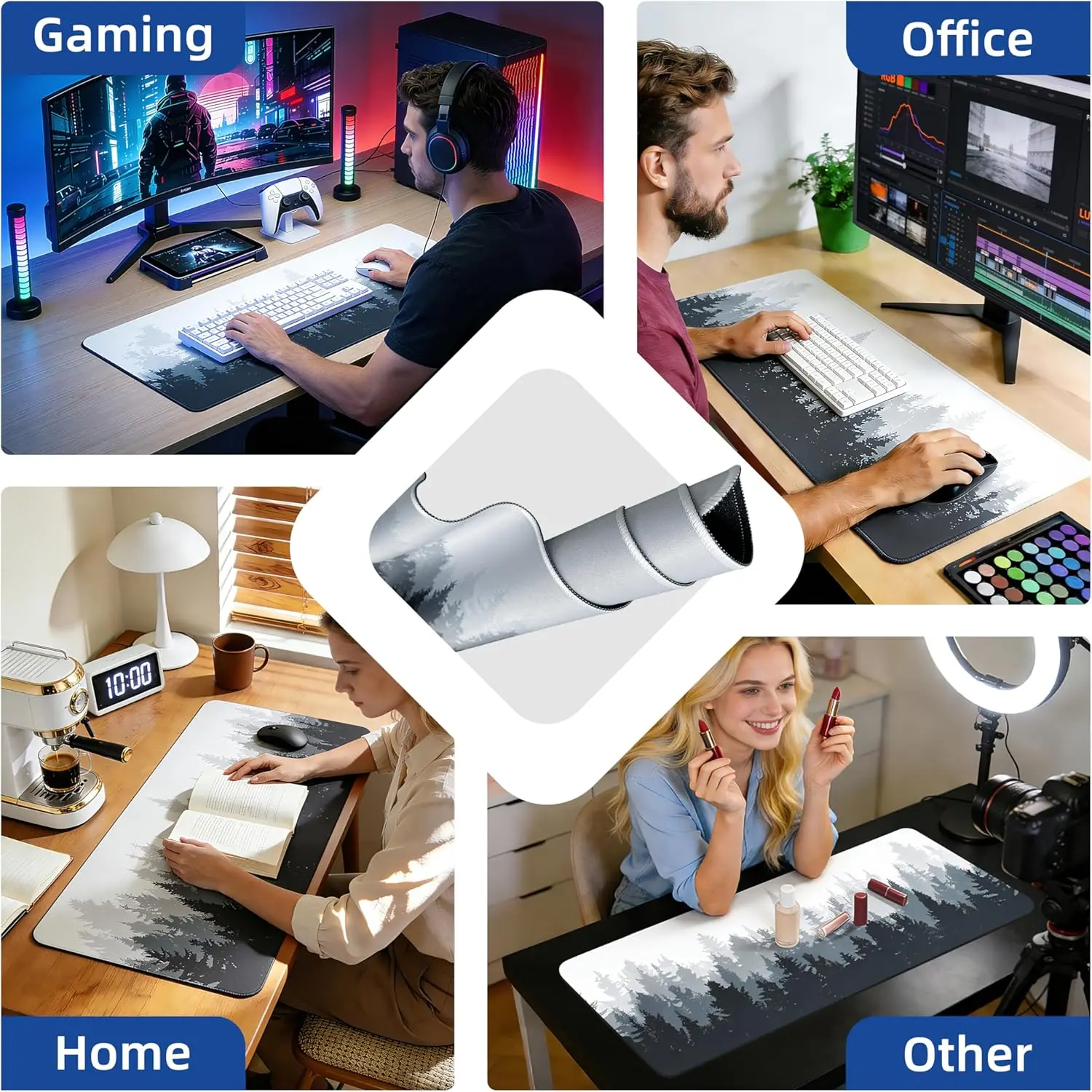 Forest Pattern Gaming Mouse Pa - Rubber Mat Desk avaliação e preço