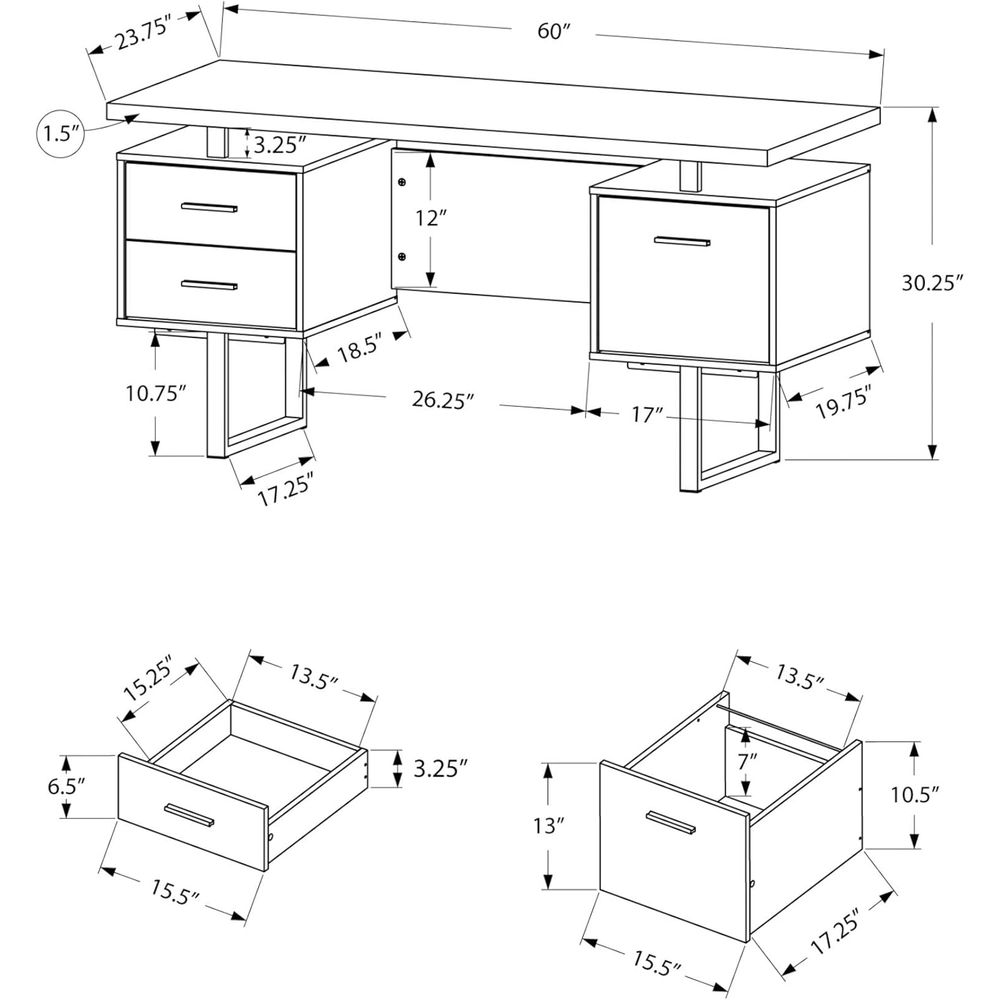 Contemporary 60 Metal and Lami - Desk Setup With Laptop avaliação e preço