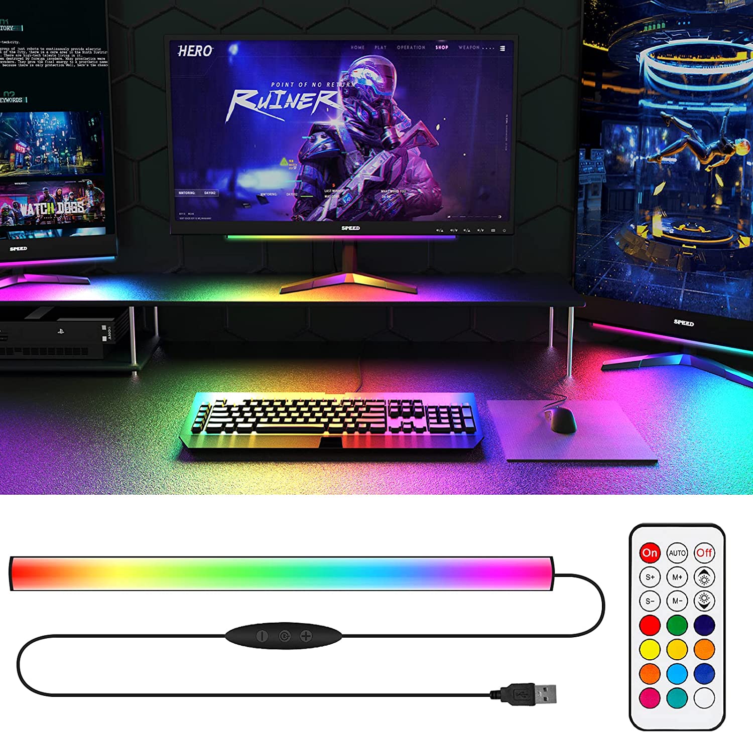 Under Monitor Light Bar RGB Dr - Desk Setup No Monitor avaliação e preço